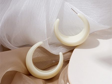 White Resin & Silver-Plated Crescent Huggie Earrings Sale