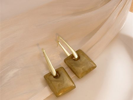 Brown Resin & 18K Gold-Plated Square Huggie Earrings For Discount