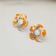 White & Silver-Plated Flower Stud Earrings Cheap