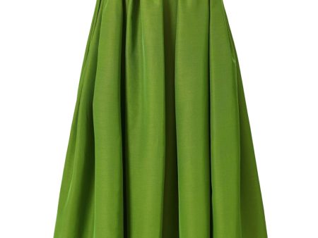 Lawn Green Cummberbund Midi Skirt Cheap