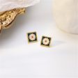 Black Enamel & 18K Gold-Plated Mum Square Stud Earrings Online