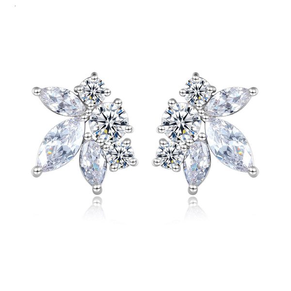 Marquise-Cut Crystal & Silver-Plated Flower Stud Earrings Online now