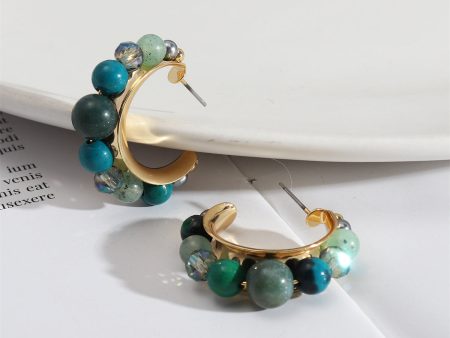 Quartz & 18K Gold-Plated Beaded Hoop Earrings Cheap