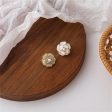 White Enamel & Pearl Camellia Stud Earrings Fashion