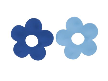 Blue Enamel & Silver-Plated Open Flower Stud Earrings Discount