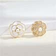 White Enamel & Pearl Camellia Stud Earrings Fashion