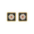 Black Enamel & 18K Gold-Plated Mum Square Stud Earrings Online