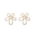 Pearl & 18K Gold-Plated Openwork Flower Stud Earrings on Sale