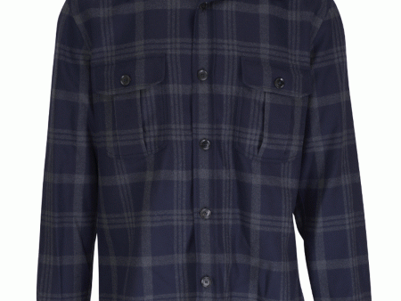 Navy Blue Plaid Overshirt For Discount