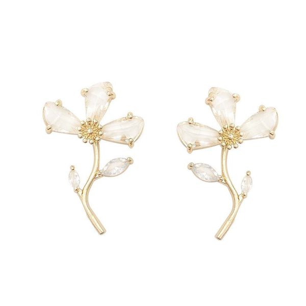 Clear Crystal & 18K Gold-Plated Flower Drop Earrings on Sale