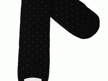 Black Pindot Over The Calf Socks For Cheap