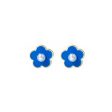 Pearl & Blue Flower Stud Earrings Cheap