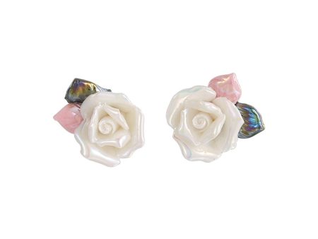 Resin & Enamel 18K Gold-Plated Rose Stud Earrings Online Sale