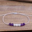 Purple & White Quartz Beaded Adjustable Bracelet Online