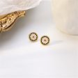 Black Enamel & 18K Gold-Plated Mum Round Stud Earrings For Discount