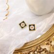 Black Enamel & 18K Gold-Plated Mum Square Stud Earrings Online