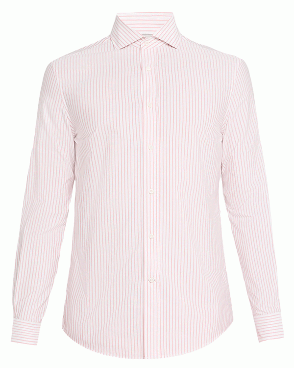 Coral and White Striped Sportshirt Online Hot Sale