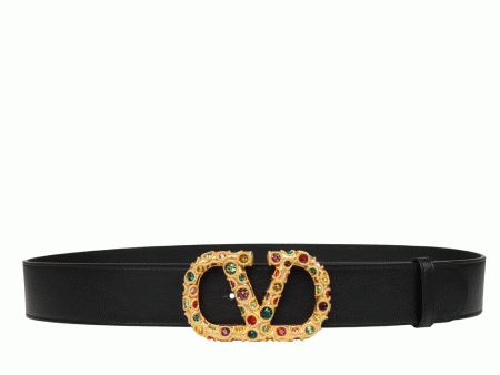 Jewel VLogo Signature Belt in Multicolor and Nero Online now