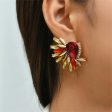 Red Crystal & Cubic Zirconia Botanical Stud Earrings Discount