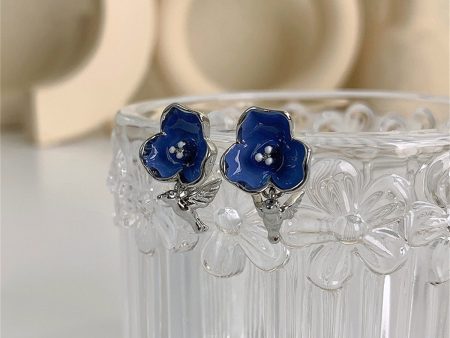 Blue & Silver-Plated Flower & Bird Drop Earrings Online Hot Sale