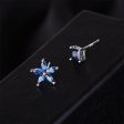 Blue Crystal & Silver-Plated Flower & Cube Stud Earrings For Discount