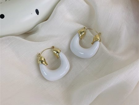 White Enamel & 18K Gold-Plated U-Shape Huggie Earrings Sale