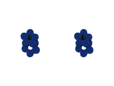 Blue Cubic Zirconia & Enamel Flower Stud Earrings Online