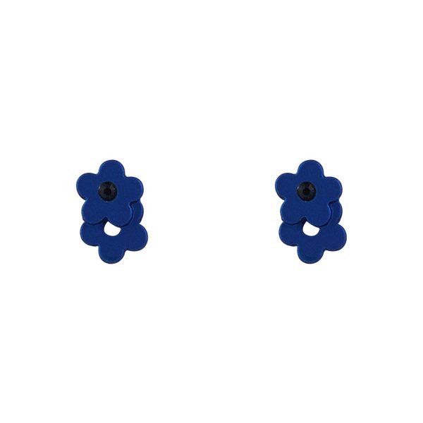 Blue Cubic Zirconia & Enamel Flower Stud Earrings Online