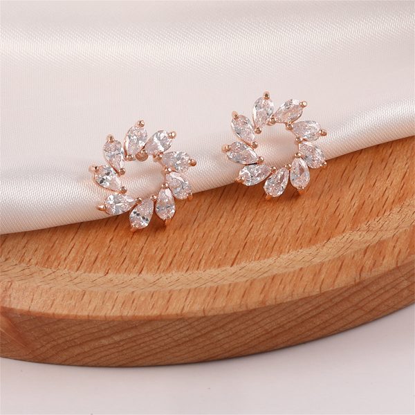 Crystal & 18K Gold-Plated Marquise-Cut Wreath Stud Earrings Online now