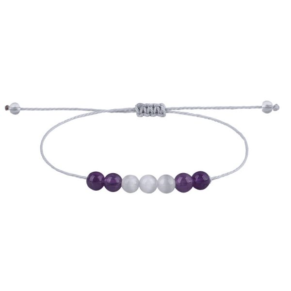 Purple & White Quartz Beaded Adjustable Bracelet Online