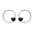 Black Enamel & Silver-Plated Heart Huggie Earrings on Sale