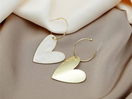 White Enamel & 18K Gold-Plated Heart Huggie Earrings Online Hot Sale