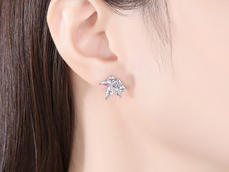 Marquise-Cut Crystal & Silver-Plated Flower Stud Earrings Online now