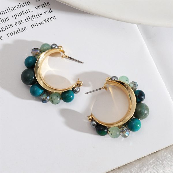 Quartz & 18K Gold-Plated Beaded Hoop Earrings Cheap