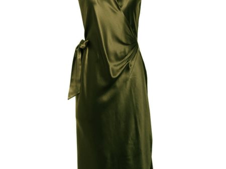 Earth Green Victor Wrap Dress For Sale