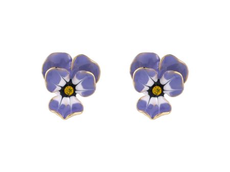 Blue & Cubic Zirconia Flower Stud Earrings Online Hot Sale