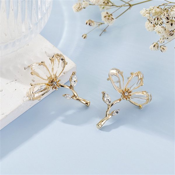 Clear Crystal & 18K Gold-Plated Flower Drop Earrings on Sale