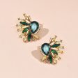 Green Crystal & Cubic Zirconia Botanical Stud Earrings on Sale