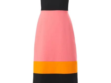 Colorblock Crewneck Midi Dress Fashion