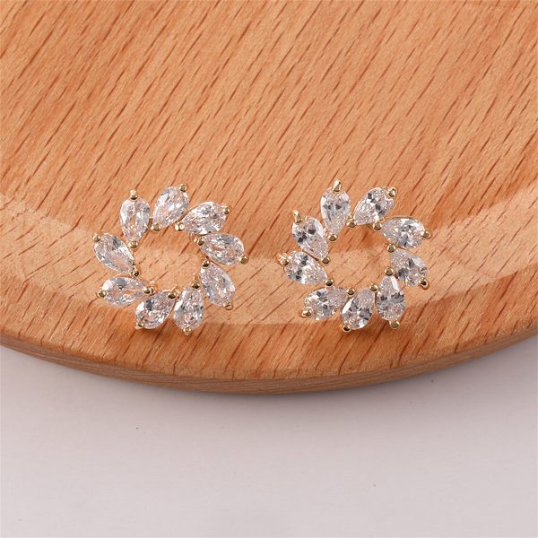 Crystal & 18K Gold-Plated Marquise-Cut Wreath Stud Earrings Online now