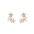 Clear Cubic Zirconia & Pearl Tri-Flower Stud Earrings Discount