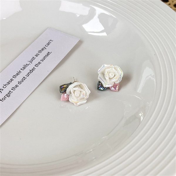 Resin & Enamel 18K Gold-Plated Rose Stud Earrings Online Sale