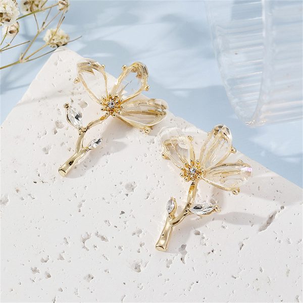 Clear Crystal & 18K Gold-Plated Flower Drop Earrings on Sale