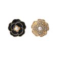 Black Enamel & Pearl Camellia Stud Earrings Online now