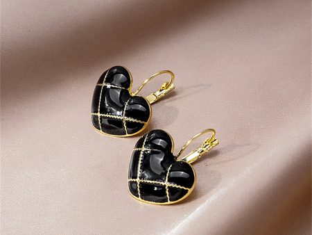 Black Enamel & 18K Gold-Plated Heart Huggie Earrings Online Hot Sale