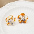 White & Silver-Plated Flower Stud Earrings Cheap