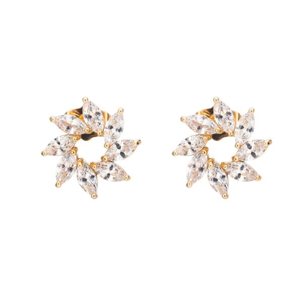 Crystal & 18K Gold-Plated Marquise-Cut Wreath Stud Earrings Online now