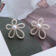 Pearl & 18K Gold-Plated Openwork Flower Stud Earrings on Sale