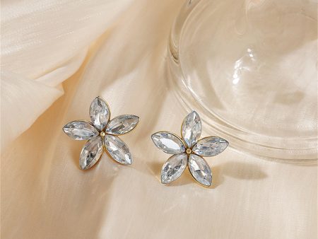 Crystal & 18K Gold-Plated Flower Stud Earrings Sale