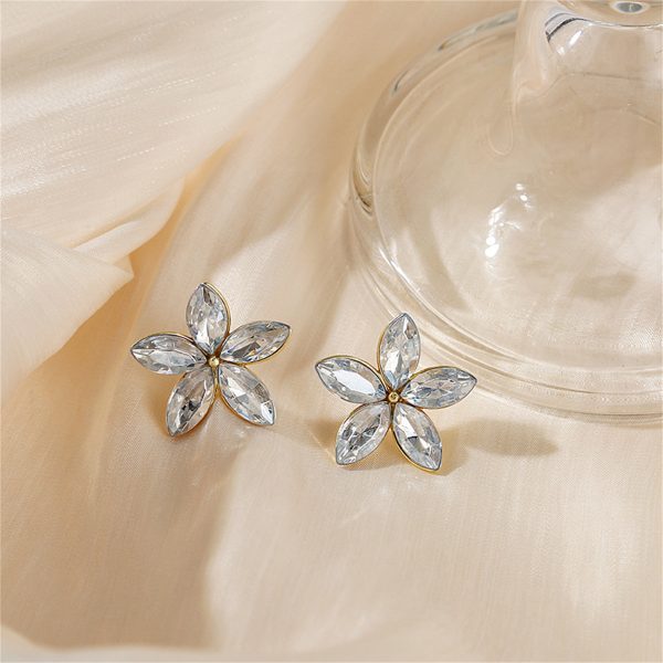 Crystal & 18K Gold-Plated Flower Stud Earrings Sale